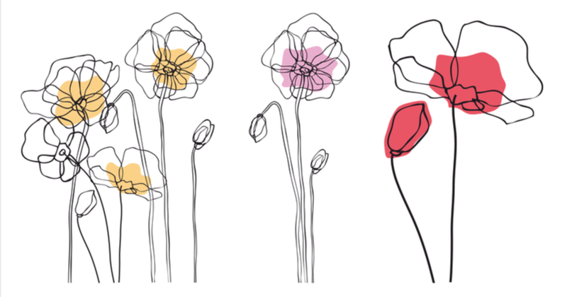 韓国風花の線画イラスト